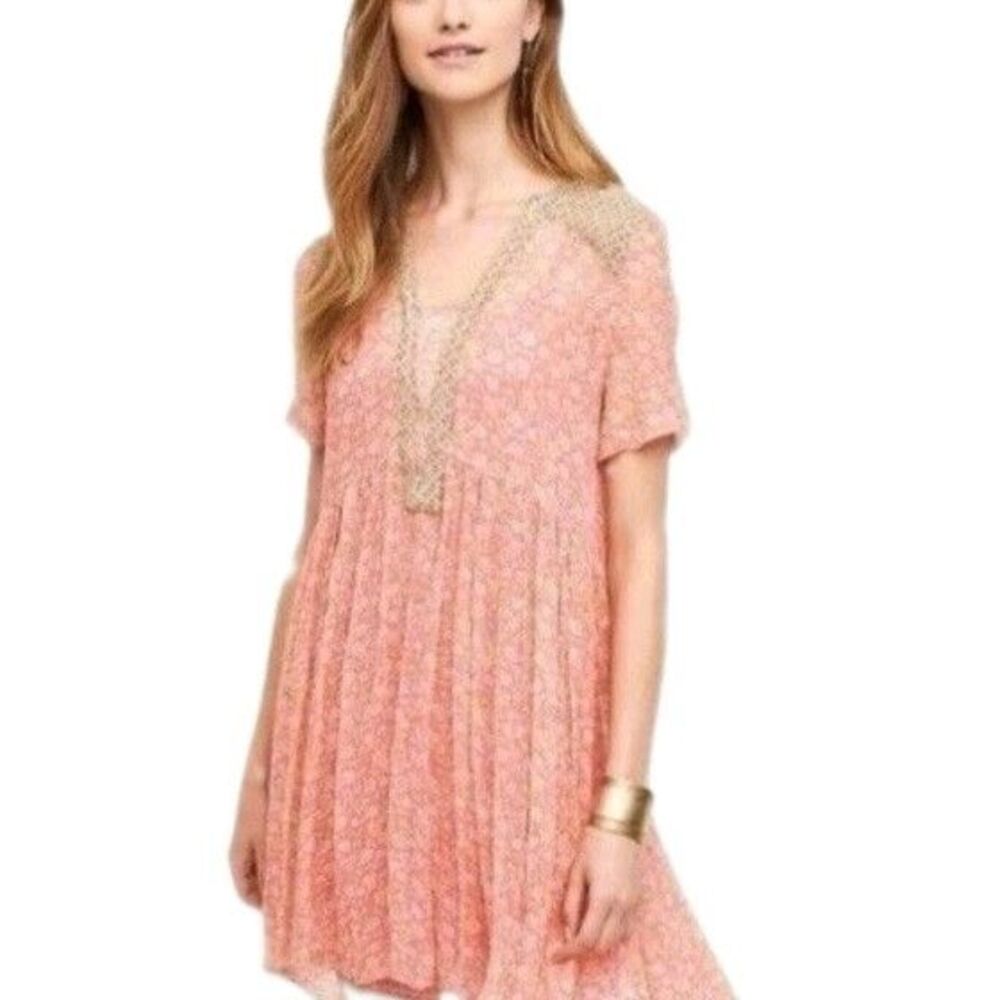 Maeve Morning Glory Sheer Flora Cottage Core Tunic Midi Dress Size 2